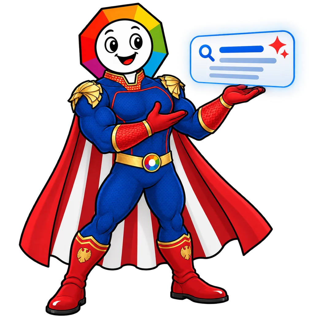 SubmitInMe GEO mascot presenting an AI-generated search result