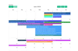 EzyPMS calendar view of scheduled tasks and deadlines