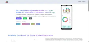 EzyPMS landing page presenting the project management platform for digital marketing teams