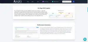 H2Fi on-page SEO audit tool landing page