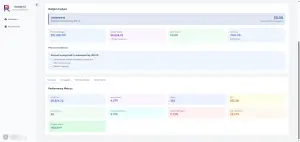 ROASLYZ account metrics overview showing spend and ROAS against target