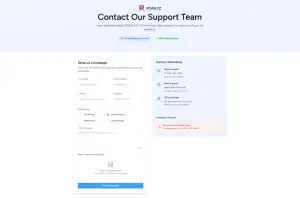 ROASLYZ contact page with support inquiry form