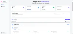 ROASLYZ dashboard summarizing connected Google Ads performance