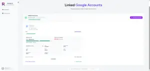 ROASLYZ connected Google Ads accounts management screen