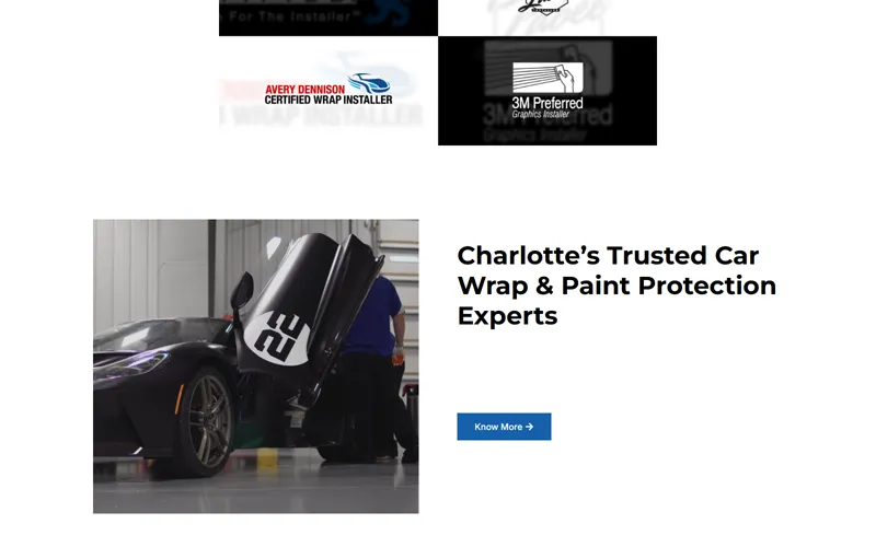 Vehicle wrap website homepage