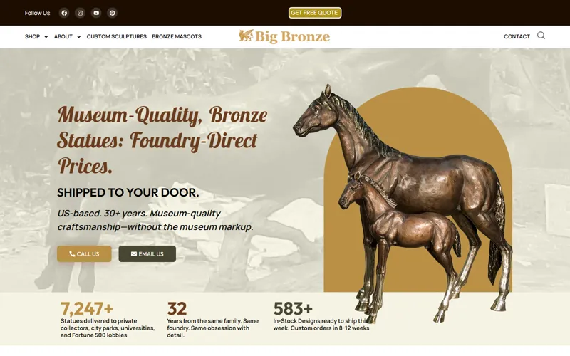 Custom manufacturing website homepage