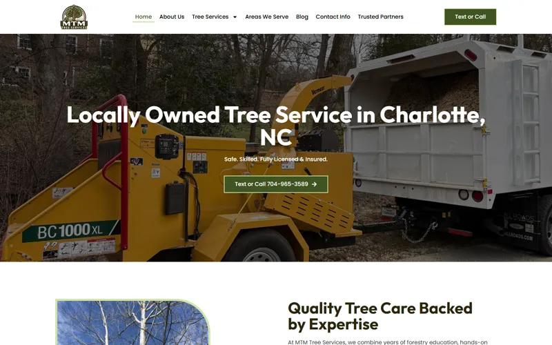 Owner-operated tree service website homepage
