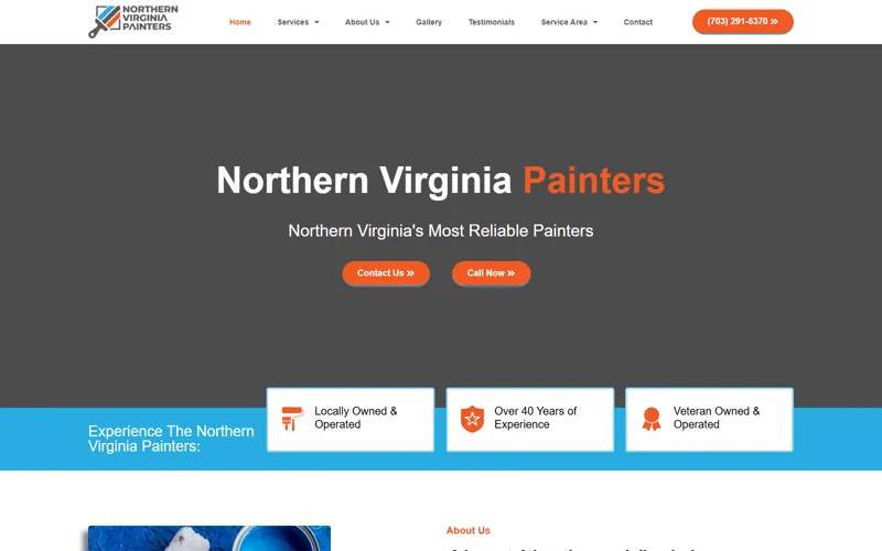Painting company website homepage