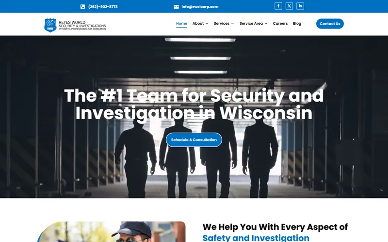Security services website homepage