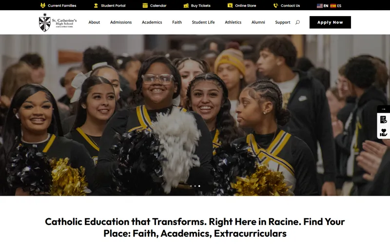 Private school website homepage