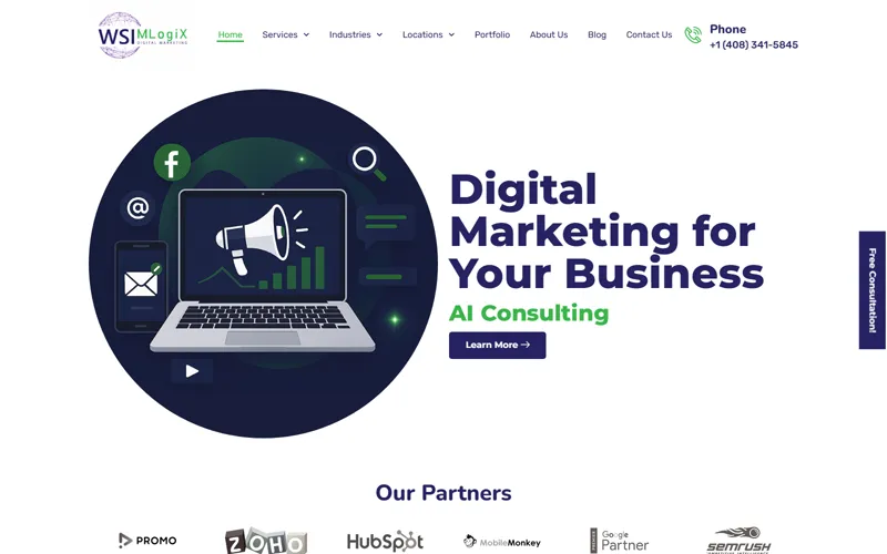 Digital marketing agency website homepage