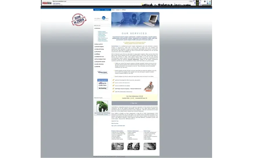 SubmitInMe site launch 2004