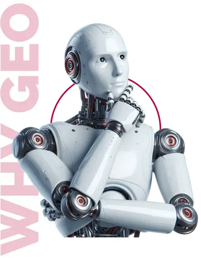 A robot thinking about why generative engine optimization is important