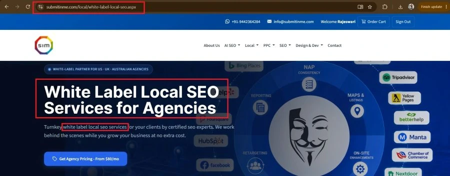 Local SEO agency keyword placement in H1, and URL Slug Local SEO agency keyword placement in H1, and URL Slug