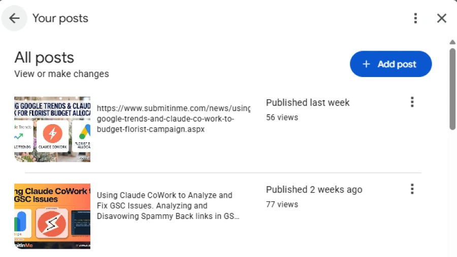 Google Business Profile view count GBP Post View Count