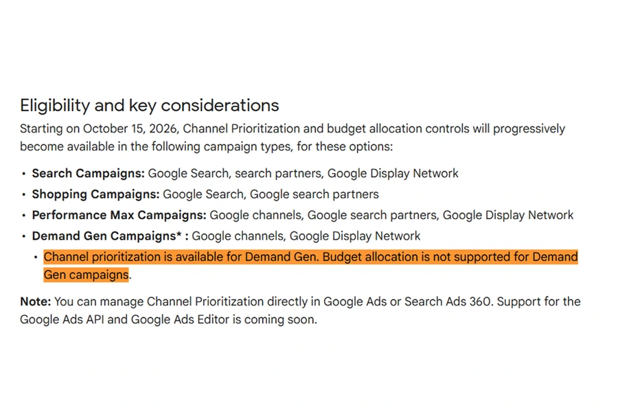 Channel Prioritization Eligibility in Google Ads Channel Prioritization Eligibility in Google Ads