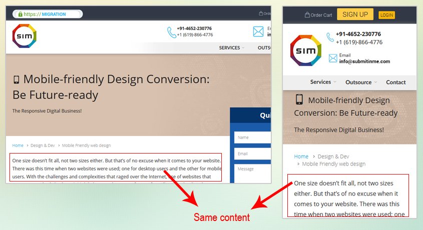 Same Content in Desktop and Mobile version