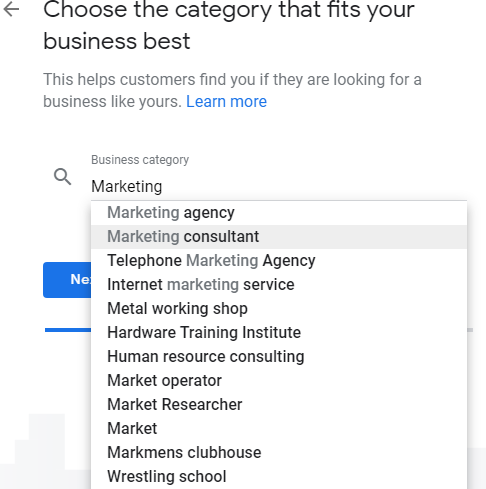 GMB Profile Step 4 Choose Your Business Category
