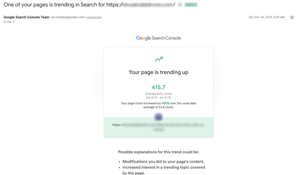 Google Search Console performance report