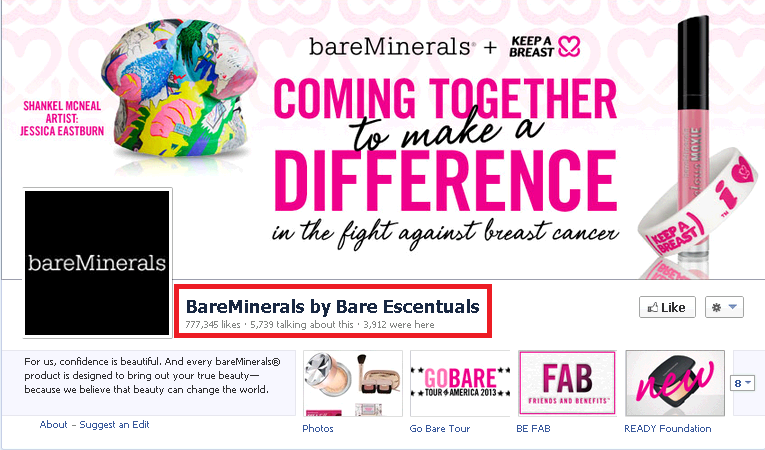 An optimized Facebook page sample